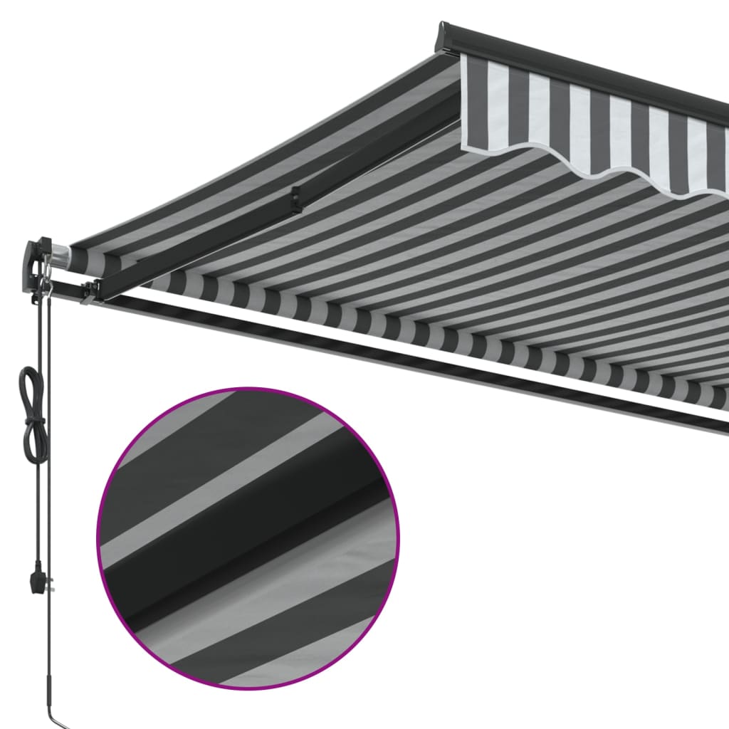 Copertină retractabilă automat, antracit/alb, 500x350 cm