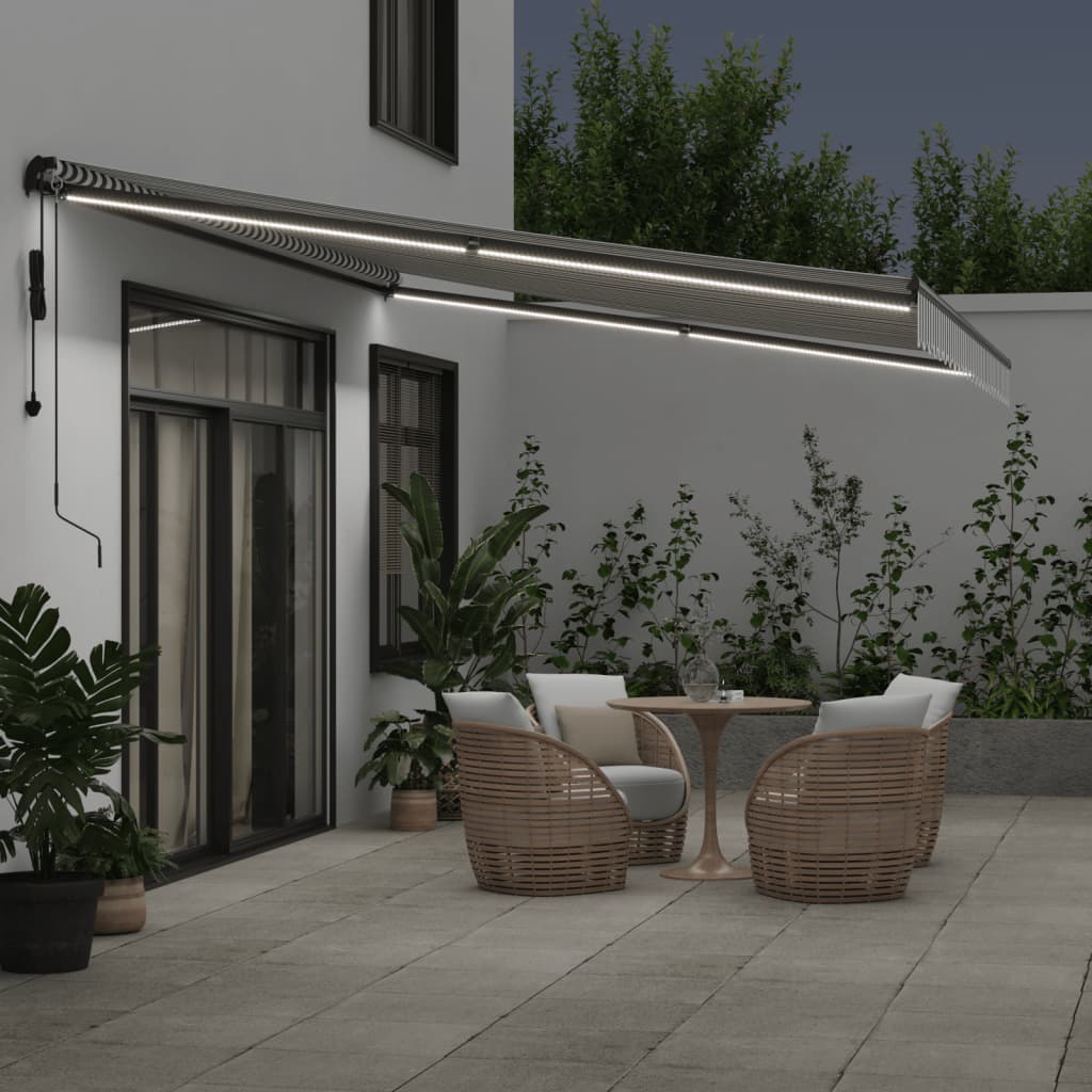 Copertină retractabilă automat LED-uri antracit/alb 500x350 cm