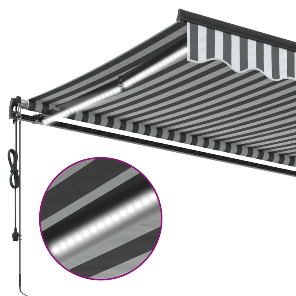 Copertină retractabilă automat LED-uri antracit/alb 500x350 cm