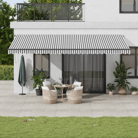 Copertină retractabilă manual, antracit/alb, 600x350 cm
