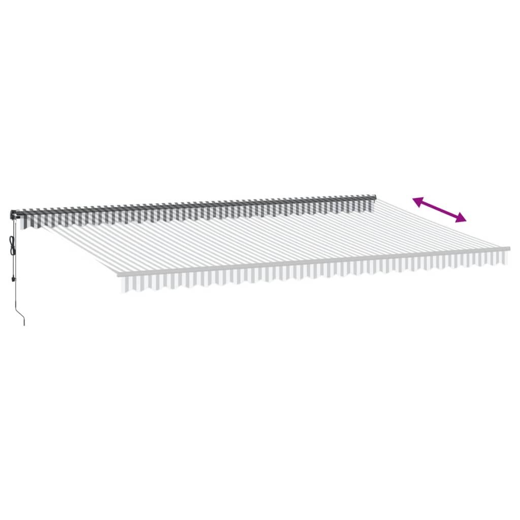 Copertină retractabilă automat, antracit/alb, 600x350 cm