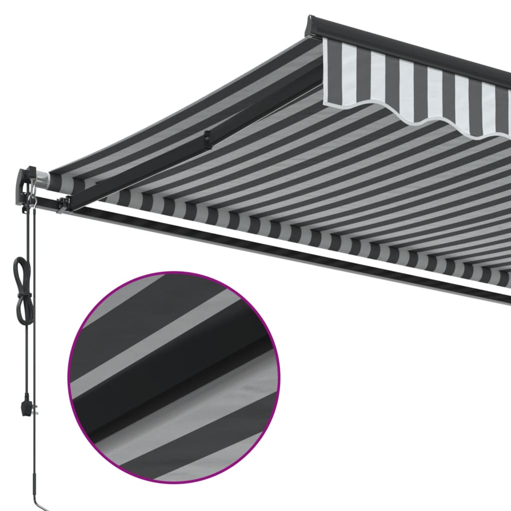 Copertină retractabilă automat, antracit/alb, 600x350 cm