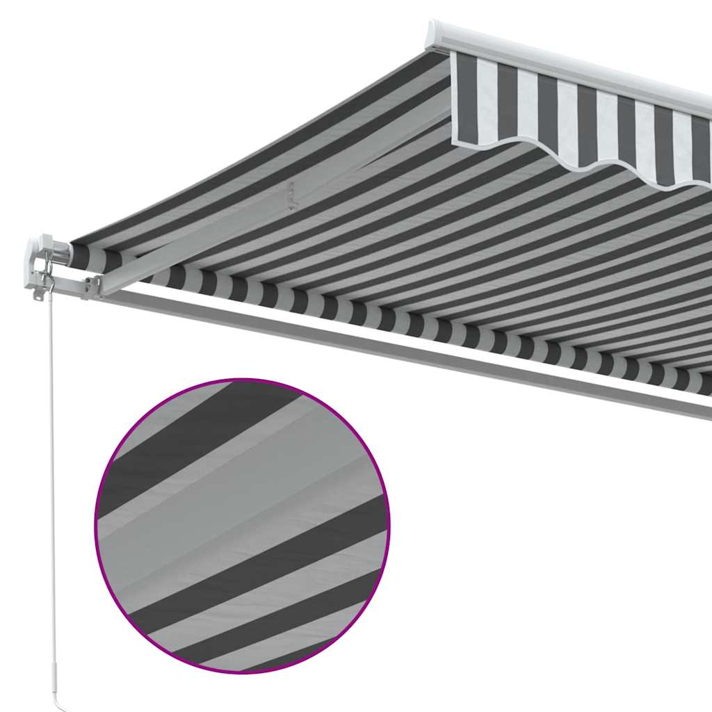 Copertină retractabilă manual, antracit/alb, 600x300 cm