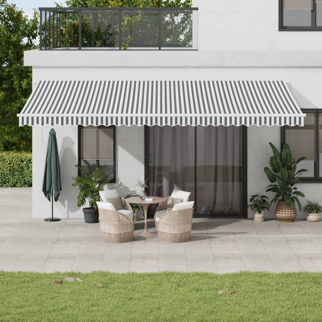 Copertină retractabilă manual, antracit/alb, 600x300 cm