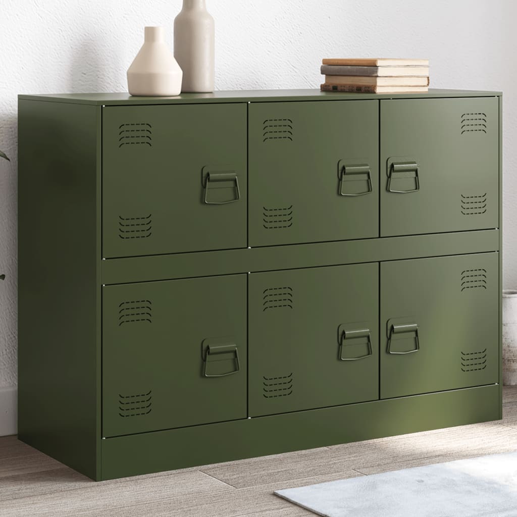 Bufeta verde măslină 99x39x73 cm oțel