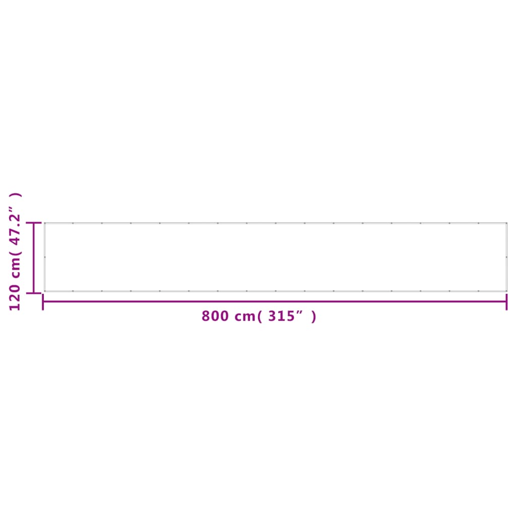 Paravan de balcon, alb, 120x800 cm, 100% poliester oxford