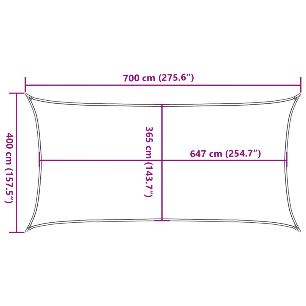 Parasolar, gri deschis, 7x4 m, 100% poliester Oxford