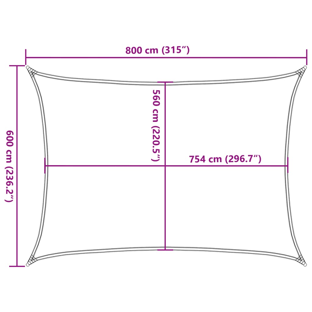 Parasolar, gri deschis, 8x6 m, 100% poliester Oxford