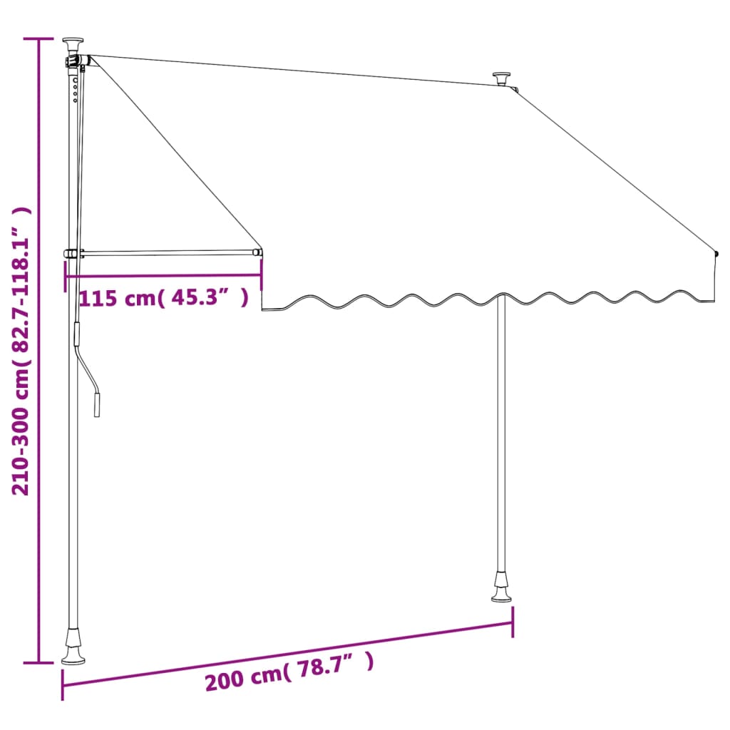 Copertină retractabilă, crem, 200x150 cm, țesătură și oțel