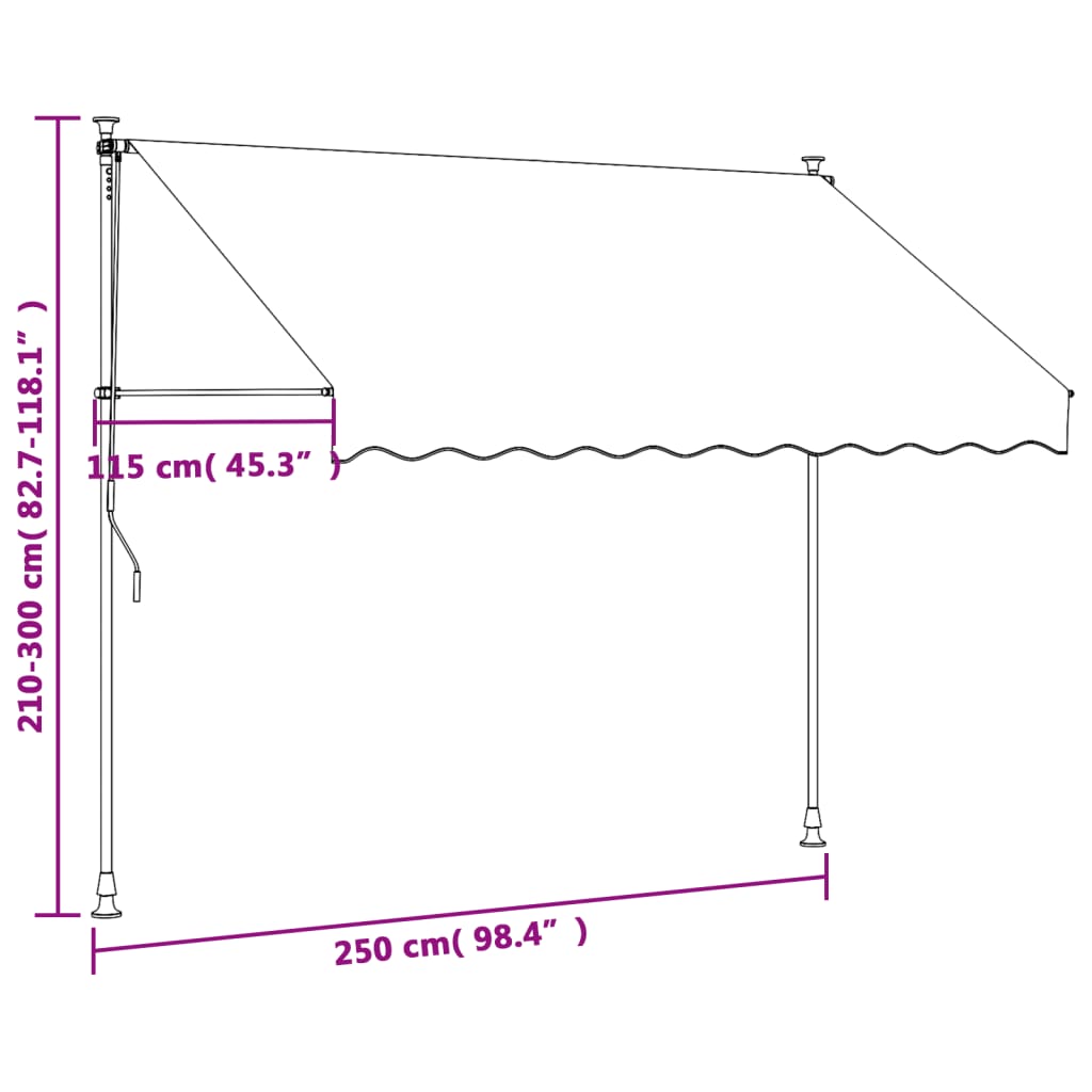 Copertină retractabilă, crem, 250x150 cm, țesătură și oțel