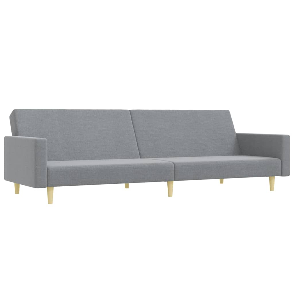 Canapea extensibilă cu taburet, 2 locuri, gri deschis, textil