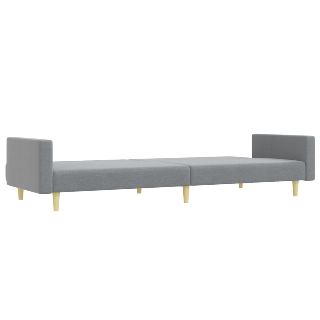 Canapea extensibilă cu taburet, 2 locuri, gri deschis, textil