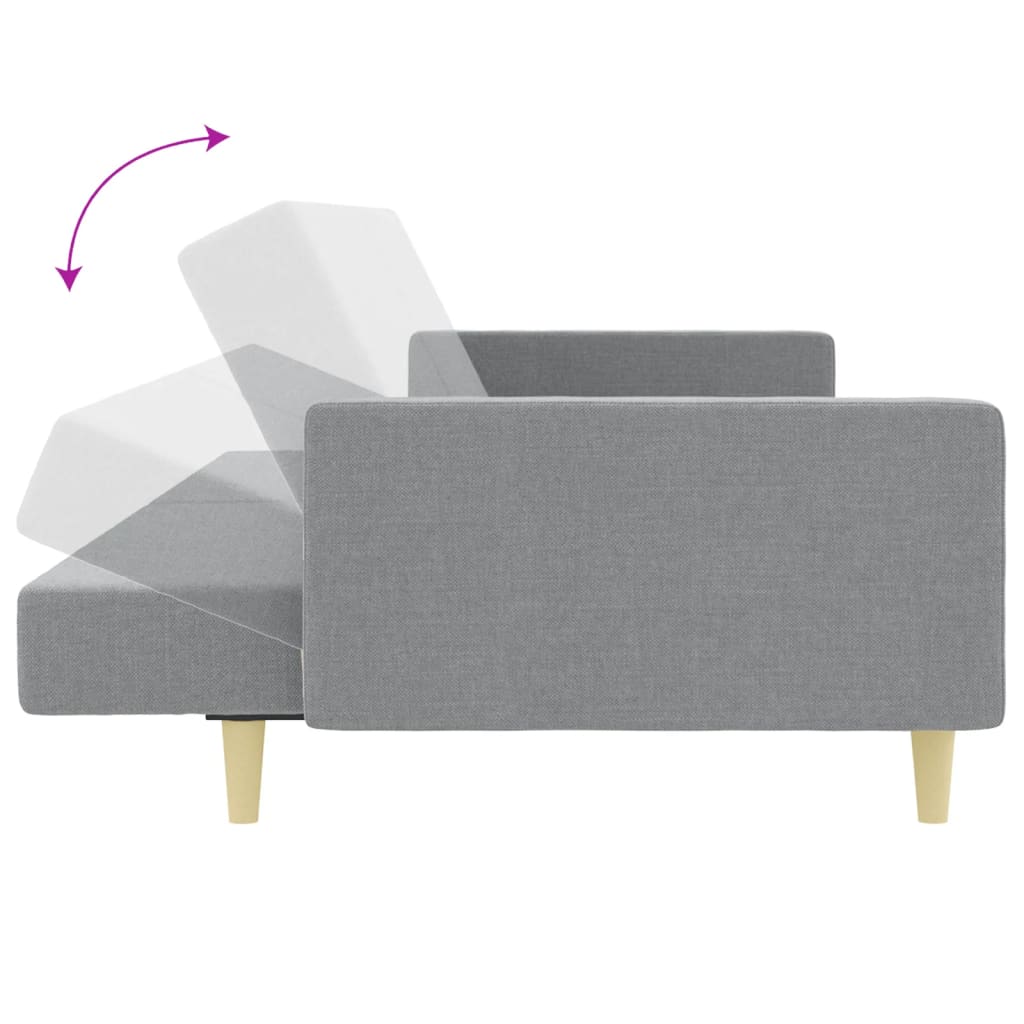 Canapea extensibilă cu taburet, 2 locuri, gri deschis, textil