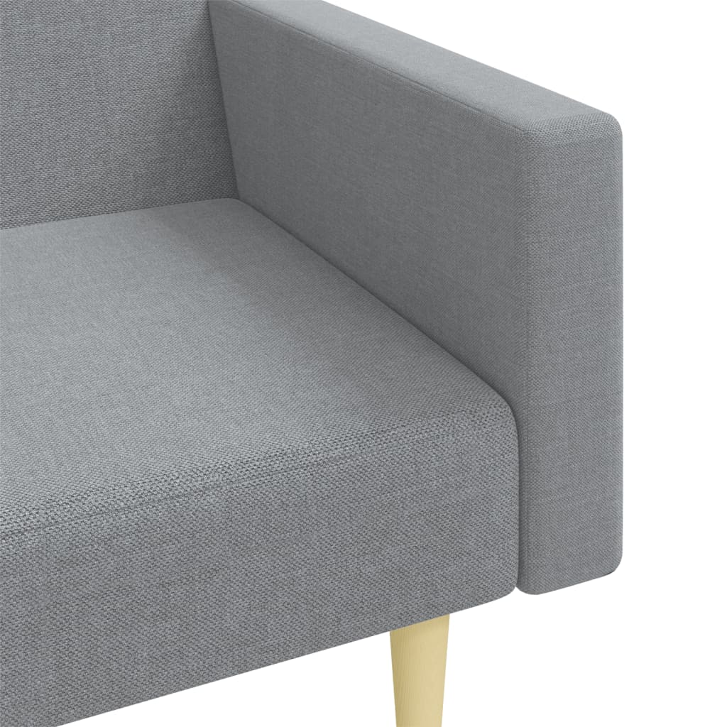 Canapea extensibilă cu taburet, 2 locuri, gri deschis, textil