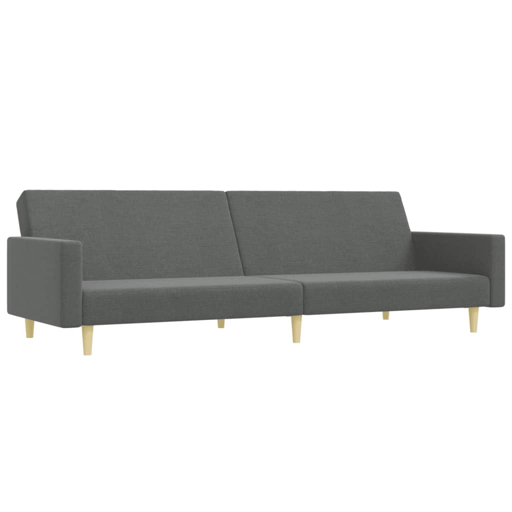 Canapea extensibilă cu taburet, 2 locuri, gri închis, textil