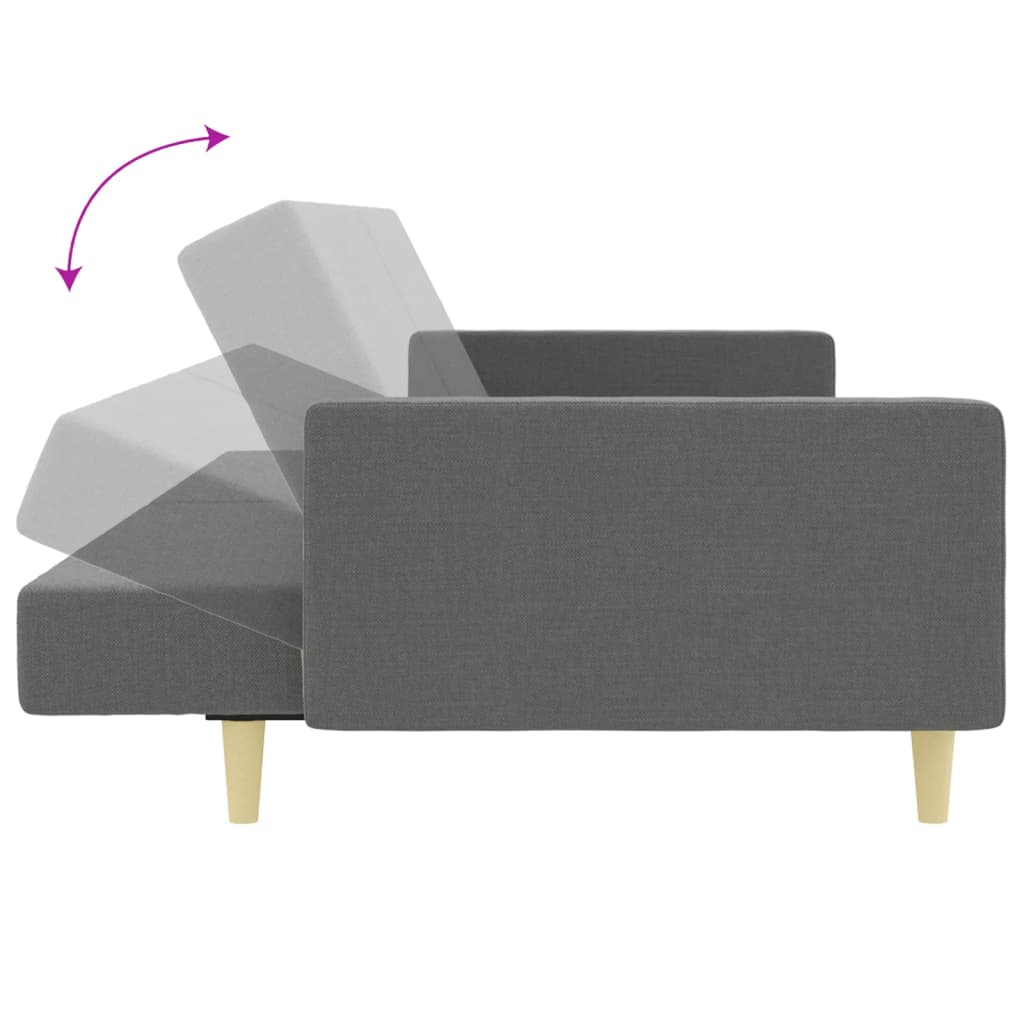 Canapea extensibilă cu taburet, 2 locuri, gri închis, textil