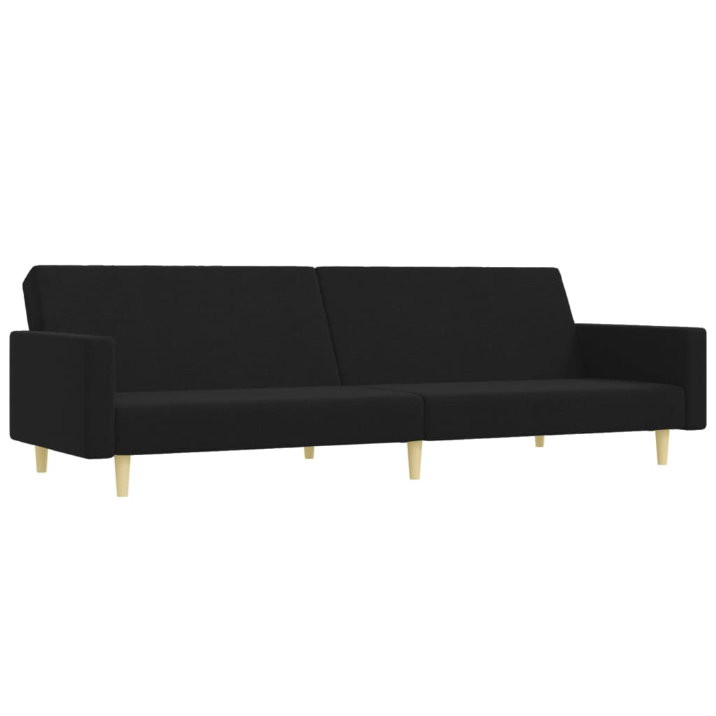 Canapea extensibilă cu taburet, 2 locuri, negru, textil