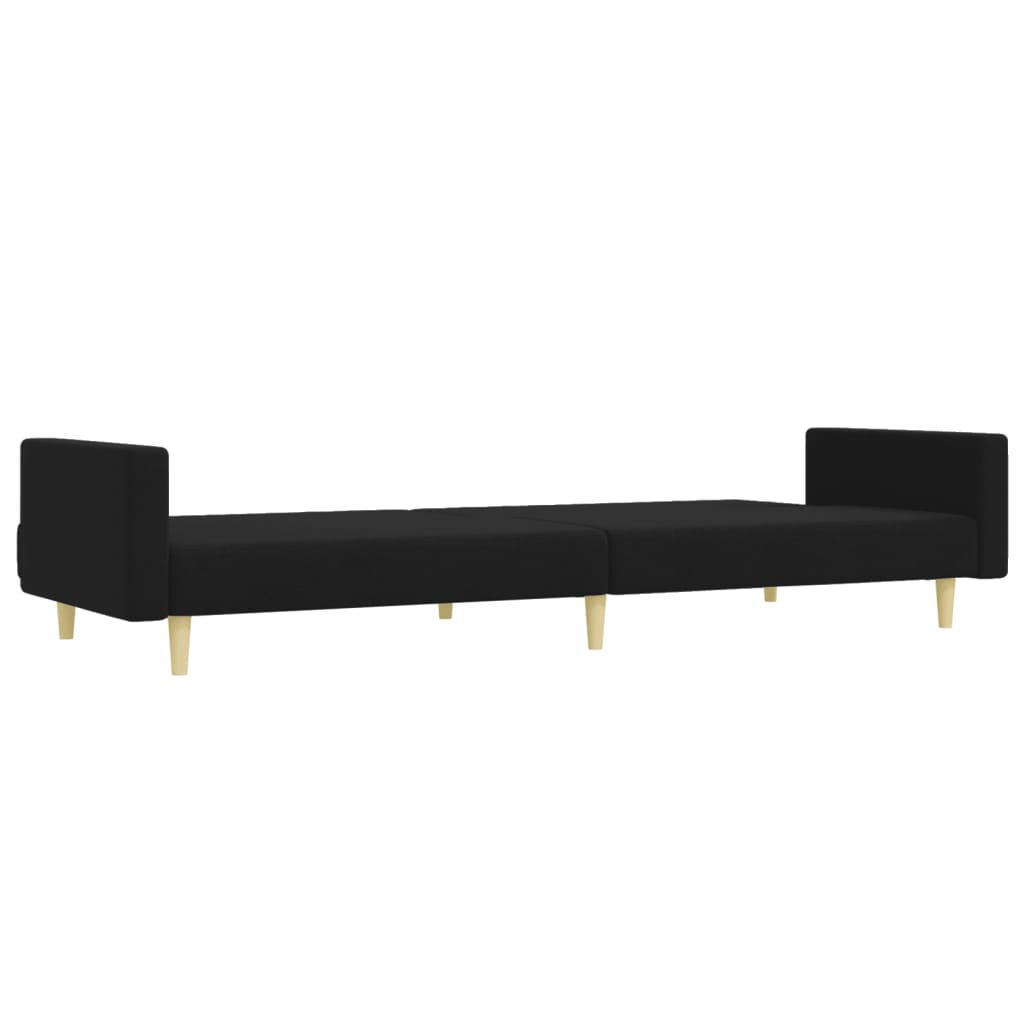 Canapea extensibilă cu taburet, 2 locuri, negru, textil