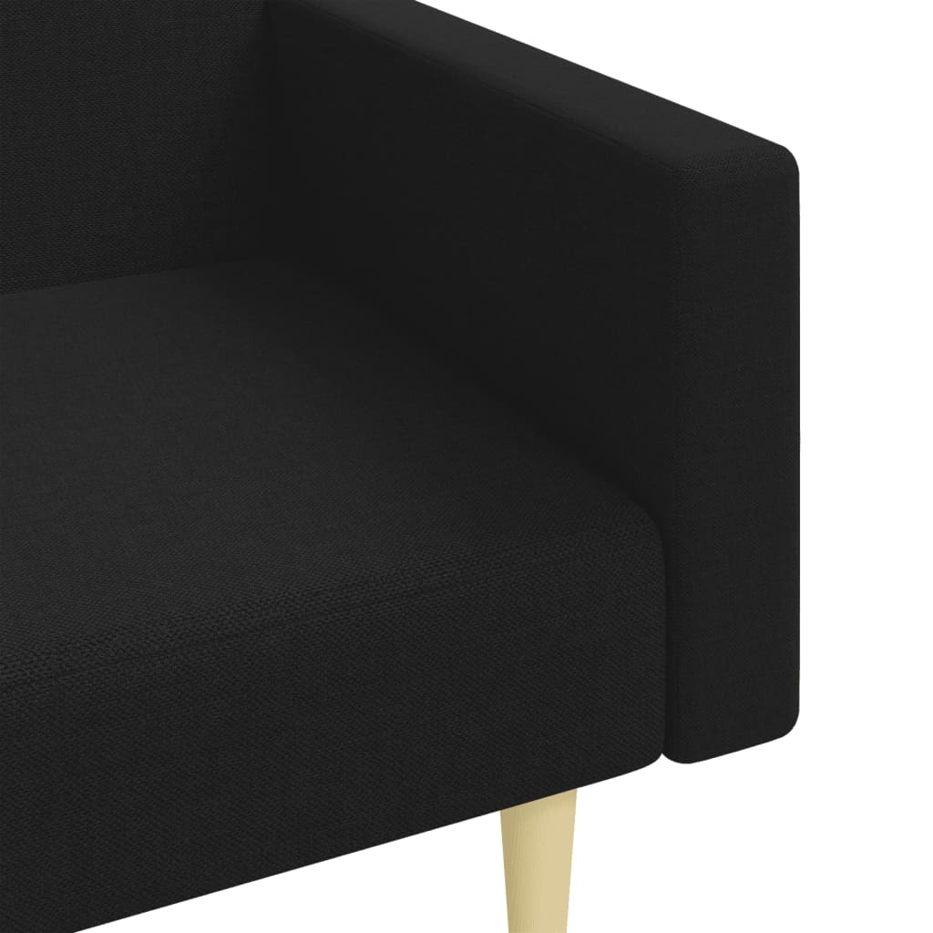 Canapea extensibilă cu taburet, 2 locuri, negru, textil