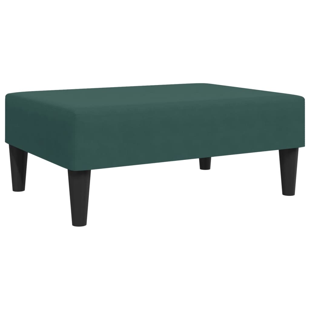 Canapea extensibilă cu taburet, 2 locuri, verde închis, catifea