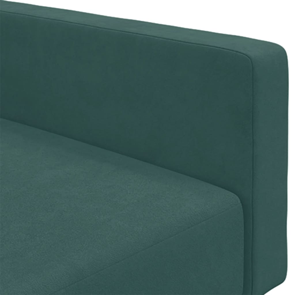 Canapea extensibilă cu taburet, 2 locuri, verde închis, catifea