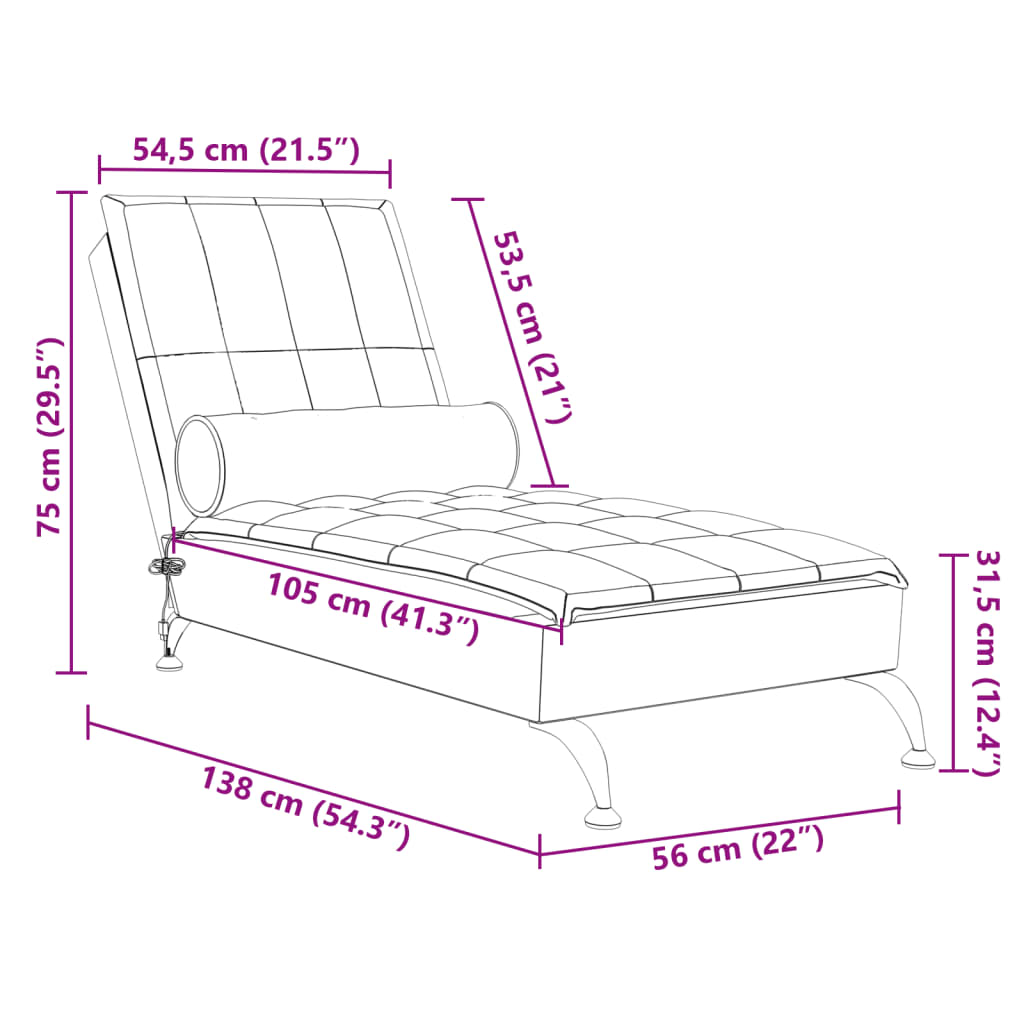 Șezlong de masaj cu sprijin, albastru, material textil