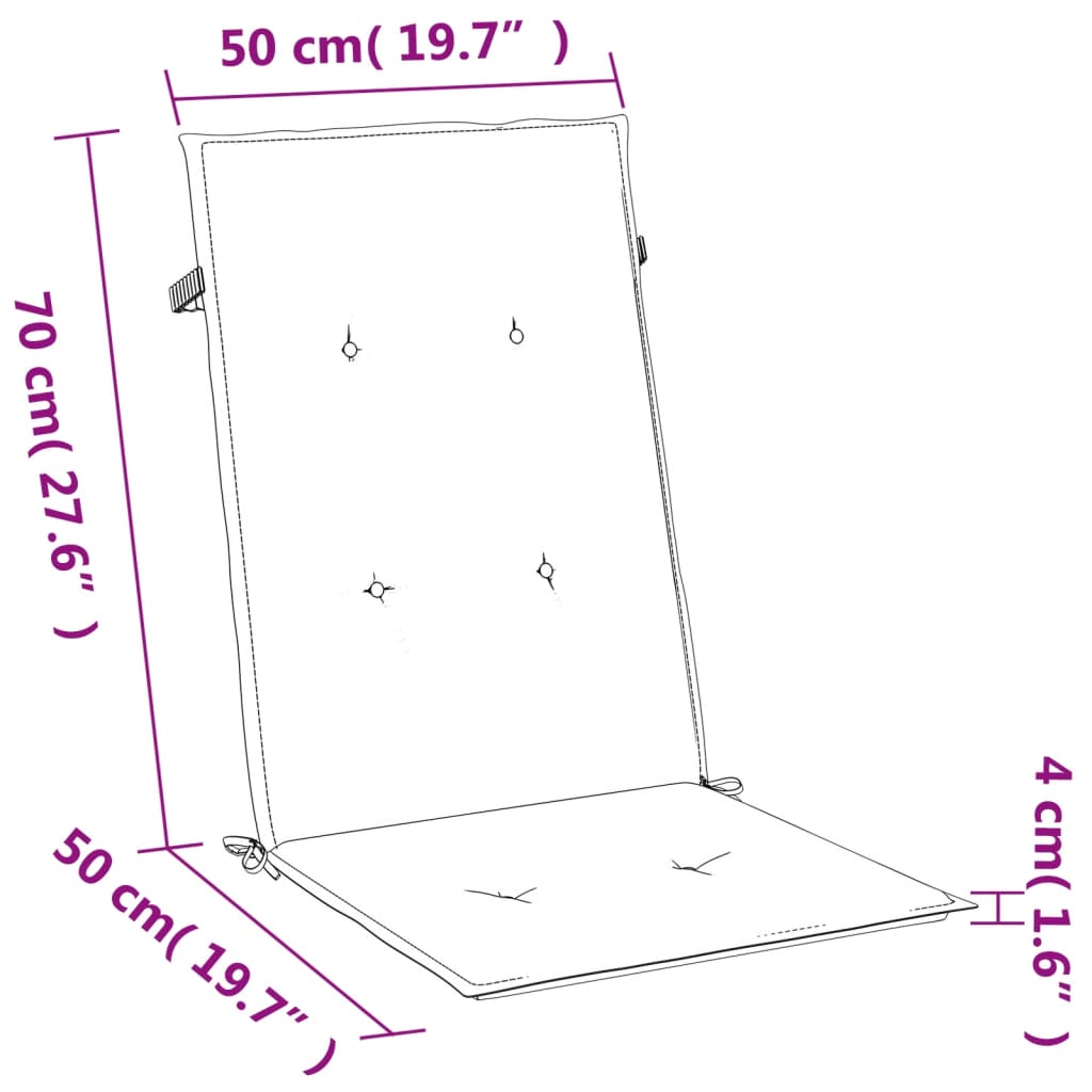 Perne scaun spătar înalt 6buc melanj albastru 120x50x4cm textil