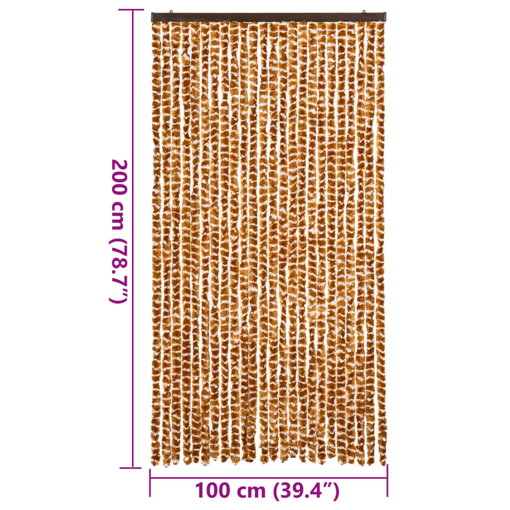 Perdea pentru insecte, ocru și alb, 100x200 cm, chenille