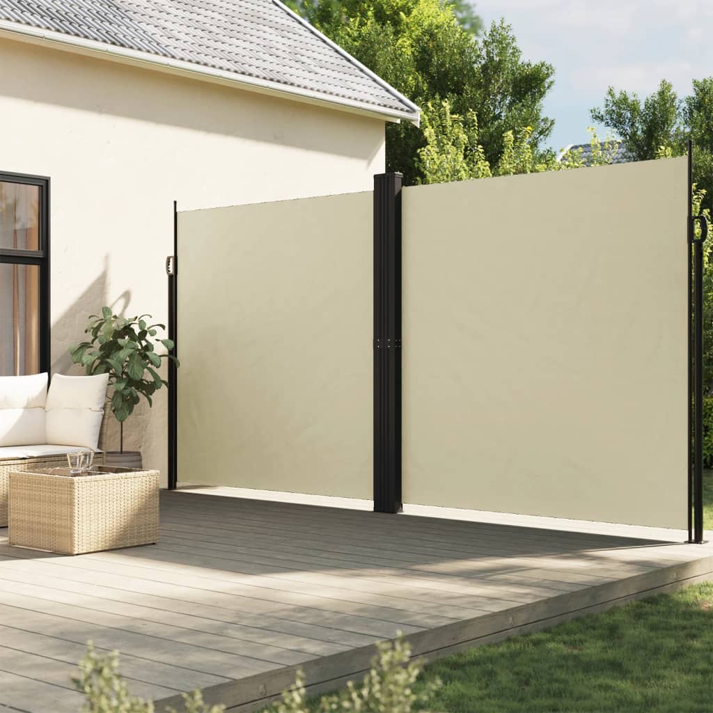 Copertină laterală retractabilă, crem, 200x1000 cm