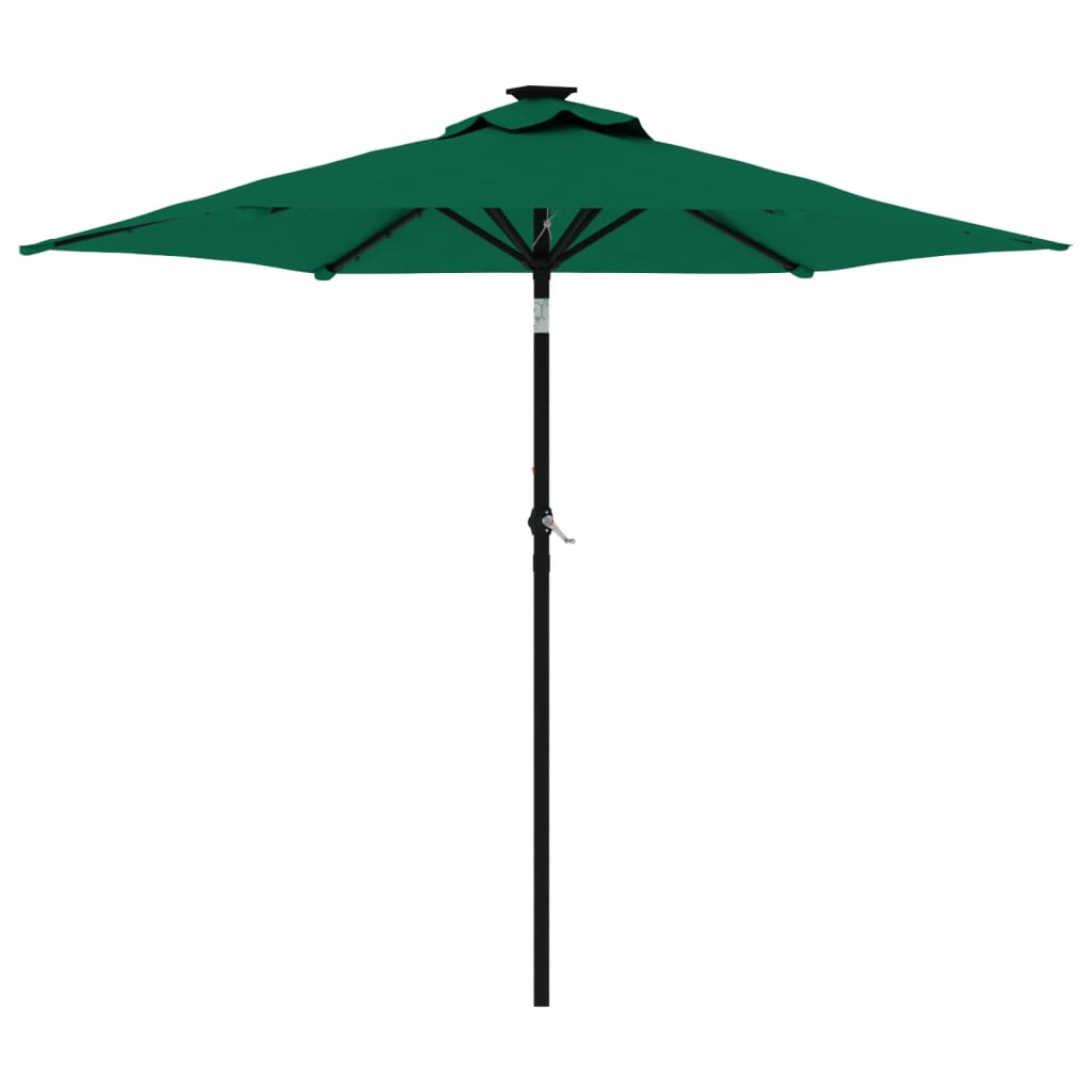 Umbrelă soare de grădină stâlp din lemn verde 225x225x212 cm