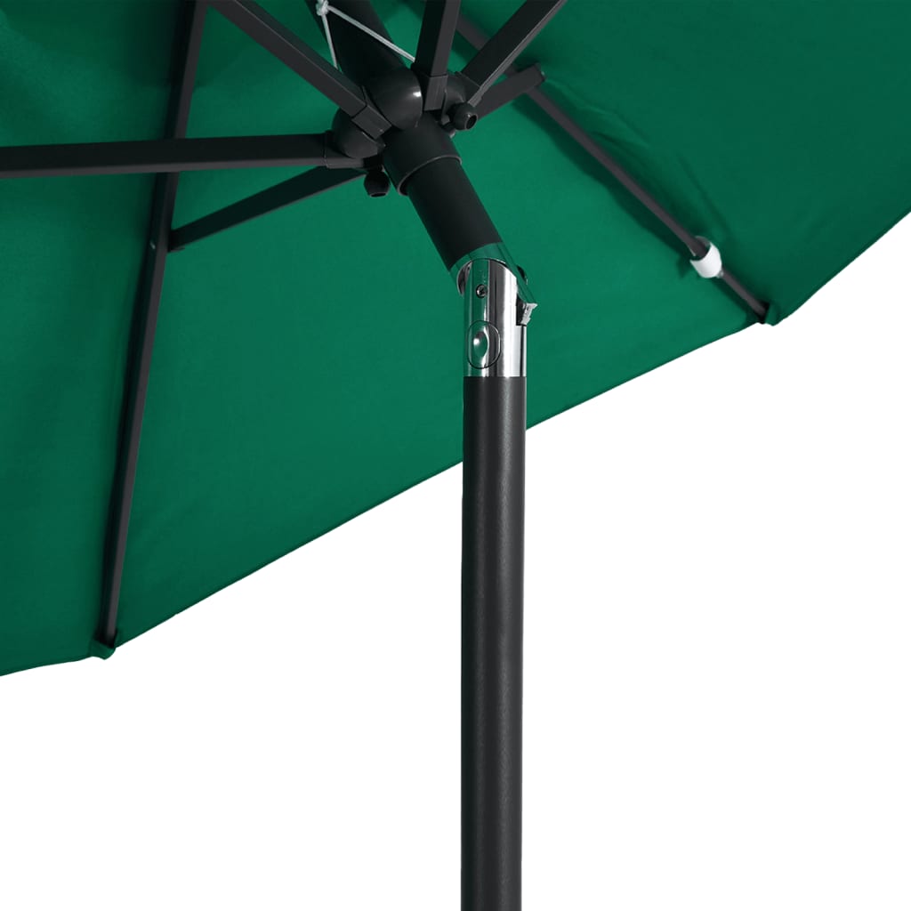 Umbrelă soare de grădină stâlp din lemn verde 225x225x212 cm