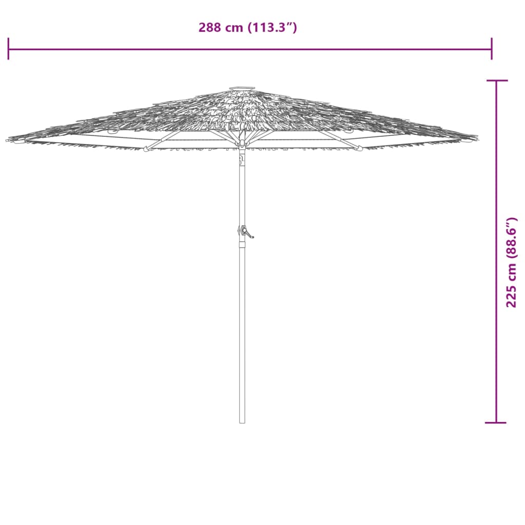 Umbrelă soare de grădină cu stâlp din oțel, maro 288x288x225 cm