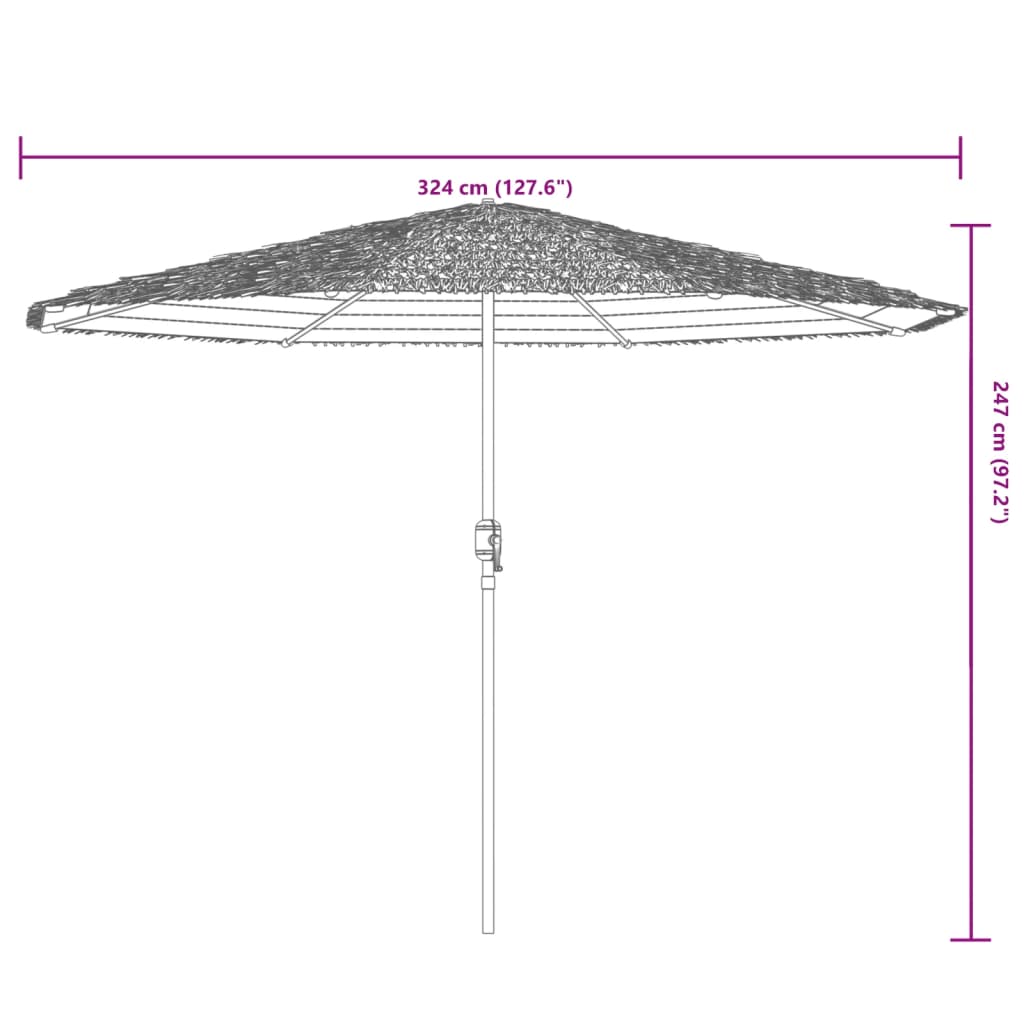 Umbrelă soare de grădină cu stâlp din oțel, maro 324x324x247 cm