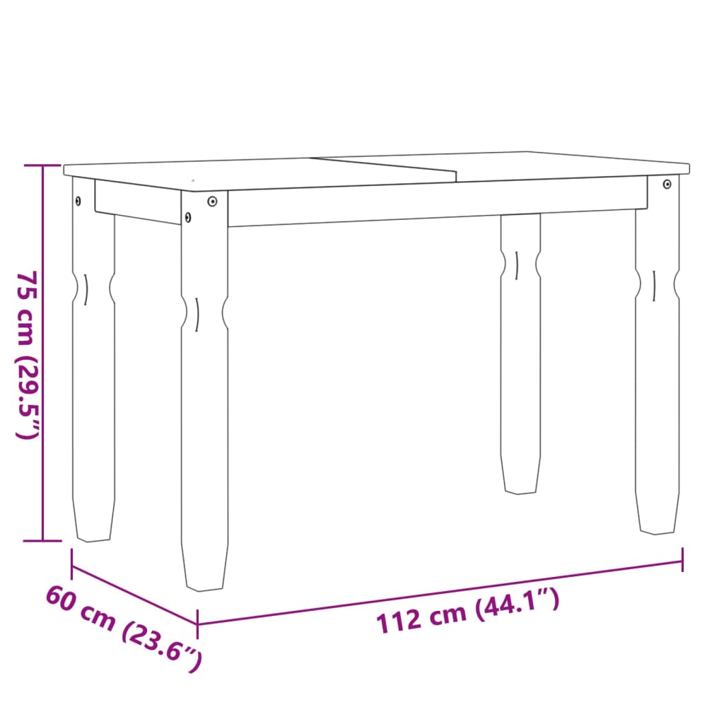 Masă de sufragerie "Corona", gri 112x60x75 cm lemn masiv de pin