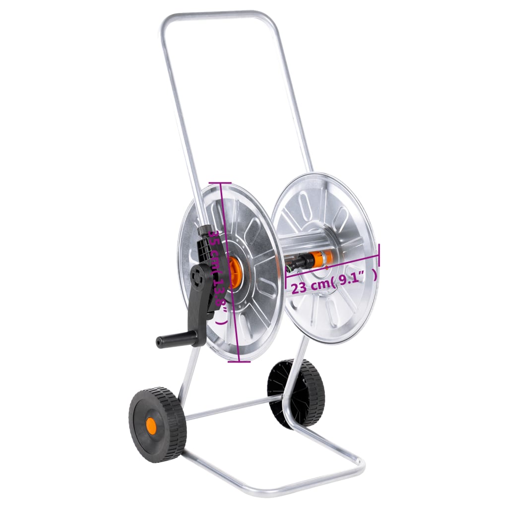 Cărucior cu tambur pentru furtun 50 m 1/2" sau 35 m 3/4", oțel