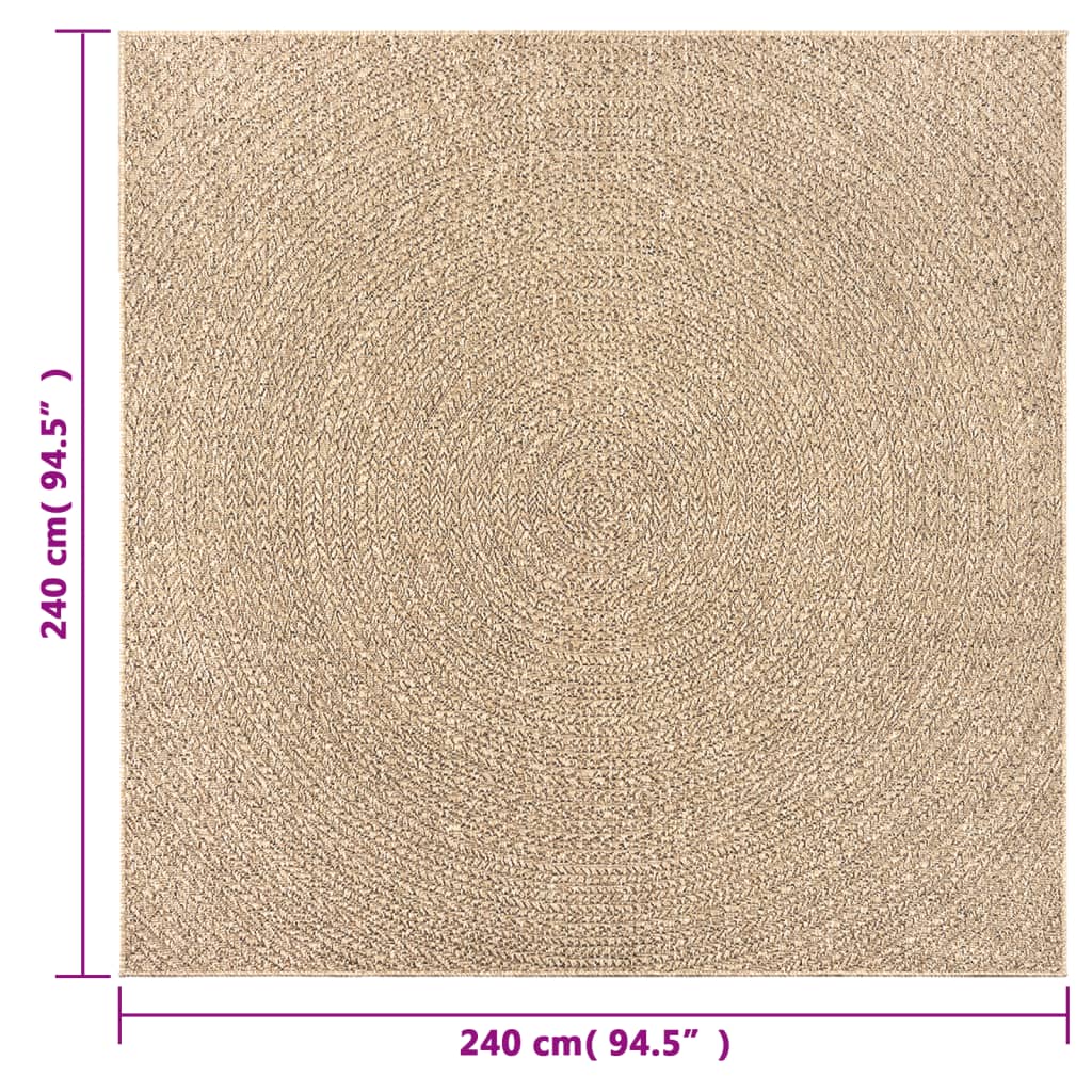 Covor ZIZUR aspect iută, 240x240cm, pentru interior și exterior