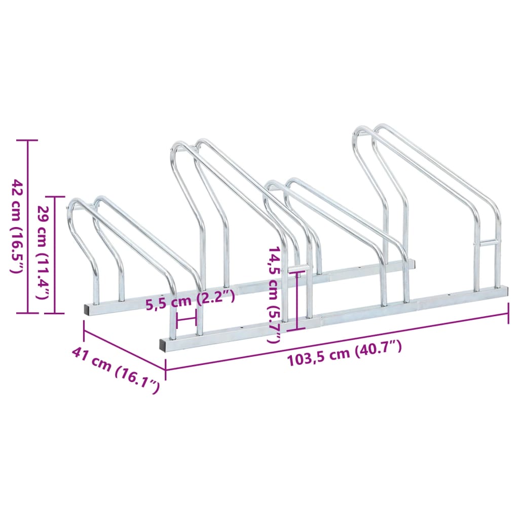 Suport de sine stătător pentru 4 biciclete, oțel galvanizat