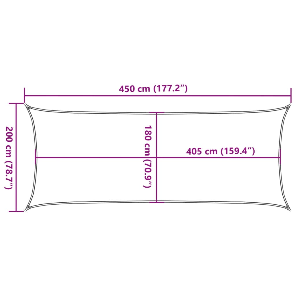 Pânză parasolar gri deschis dreptunghiular 2x4,5m HDPE 160 g/m²