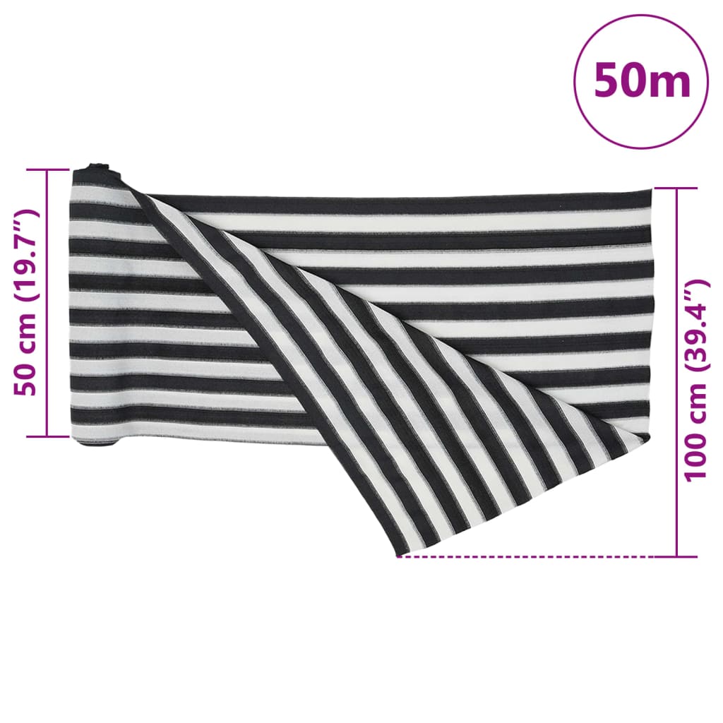 Plasă protecție intimitate, antracit/alb, 1x50 m, HDPE, 75 g/m²