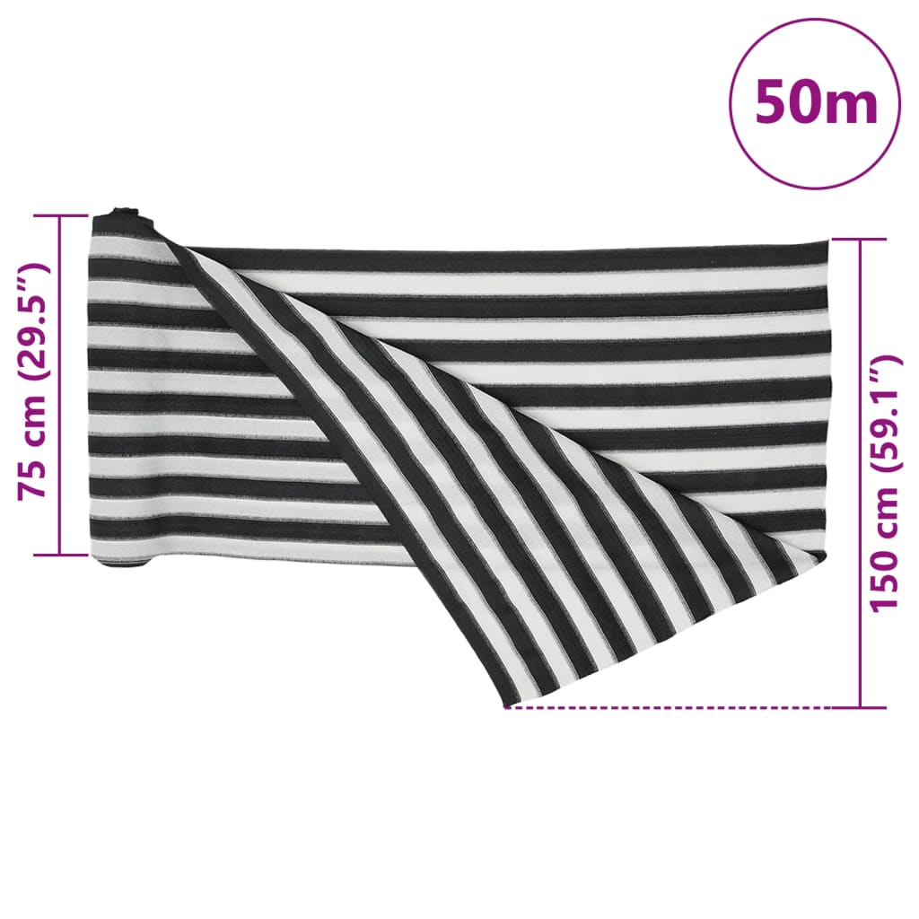 Plasă protecție intimitate antracit/alb 1,5x50 m HDPE 75 g/m²