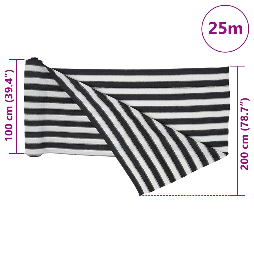Plasă protecție intimitate antracit/alb 2x25 m, HDPE 150 g/m²