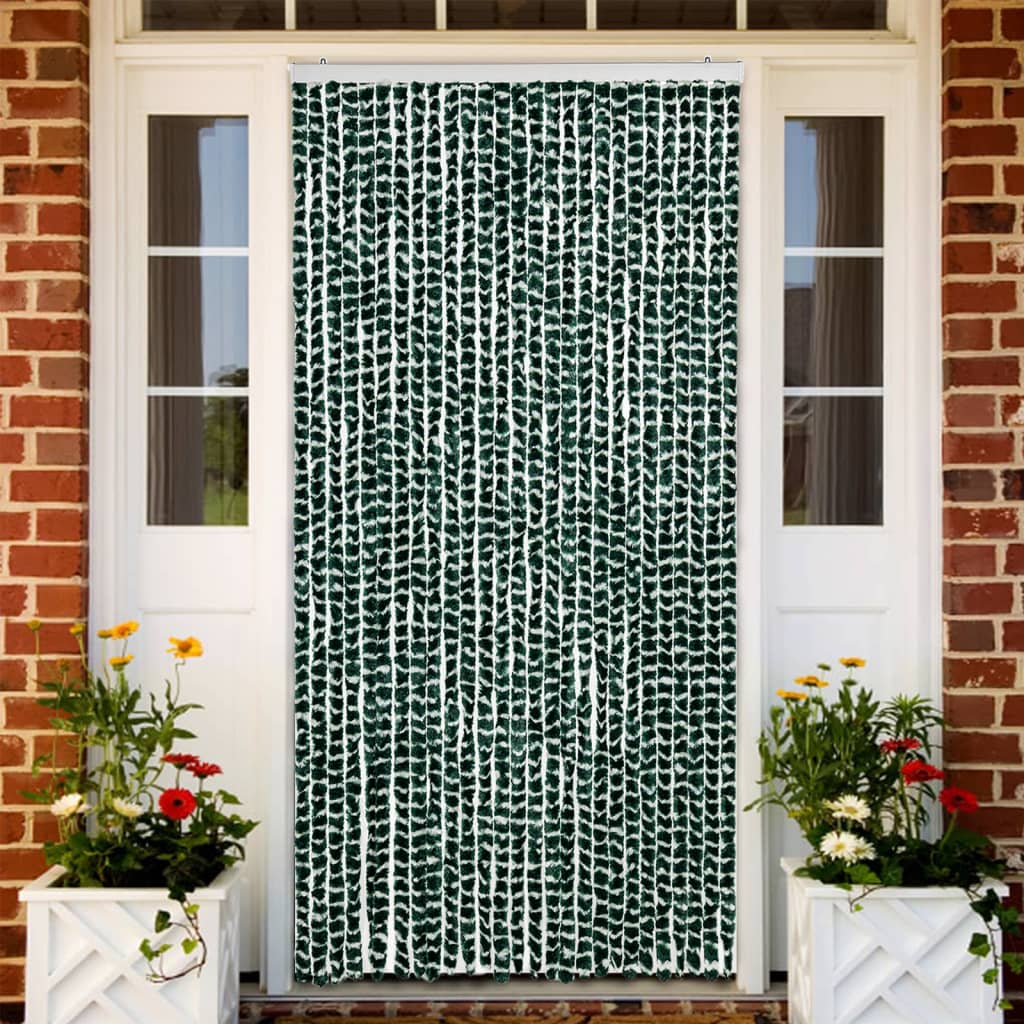 Perdea pentru insecte, verde și alb, 118x220 cm, chenille