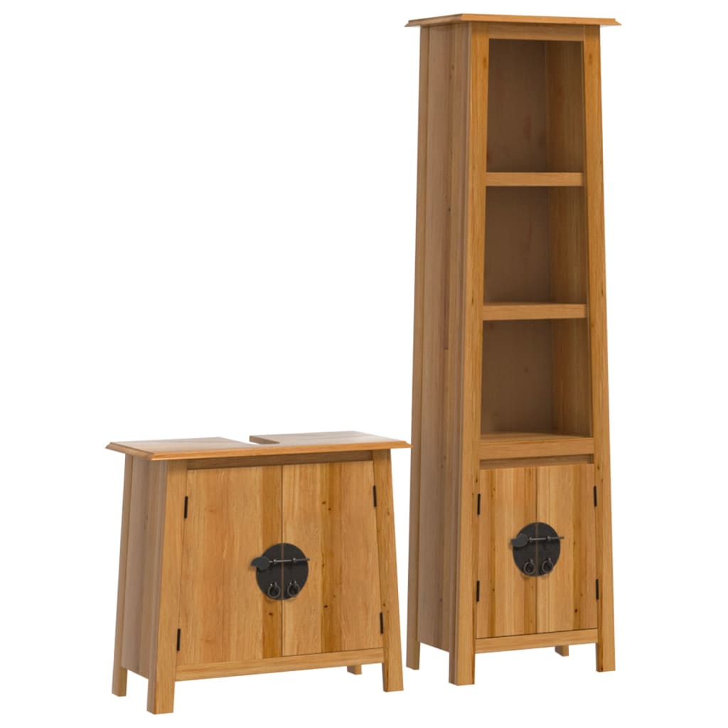 Set mobilier de baie, 2 piese, lemn masiv de pin