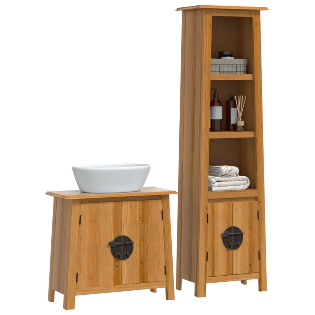 Set mobilier de baie, 2 piese, lemn masiv de pin