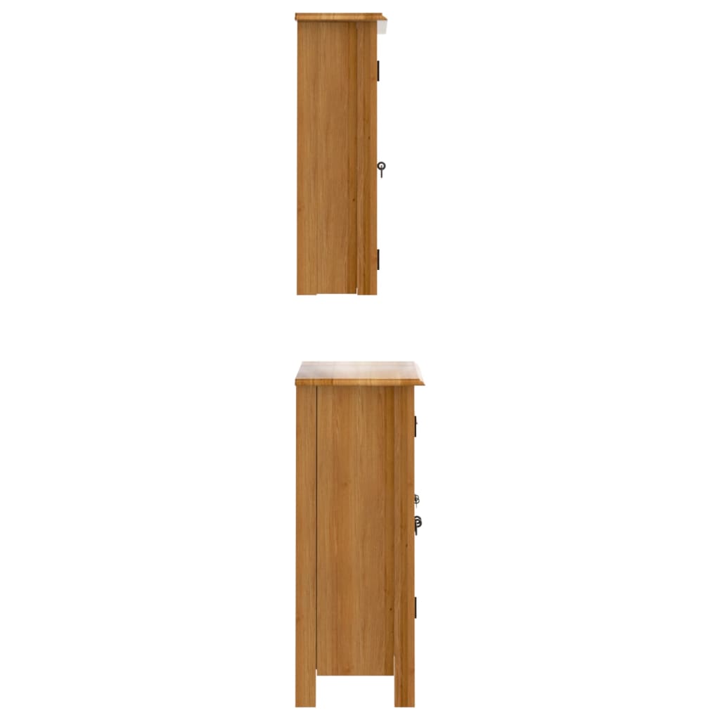 Set mobilier de baie, 3 piese, lemn masiv de pin