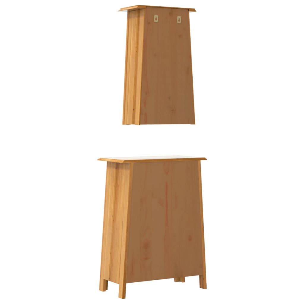 Set mobilier de baie, 2 piese, lemn masiv de pin