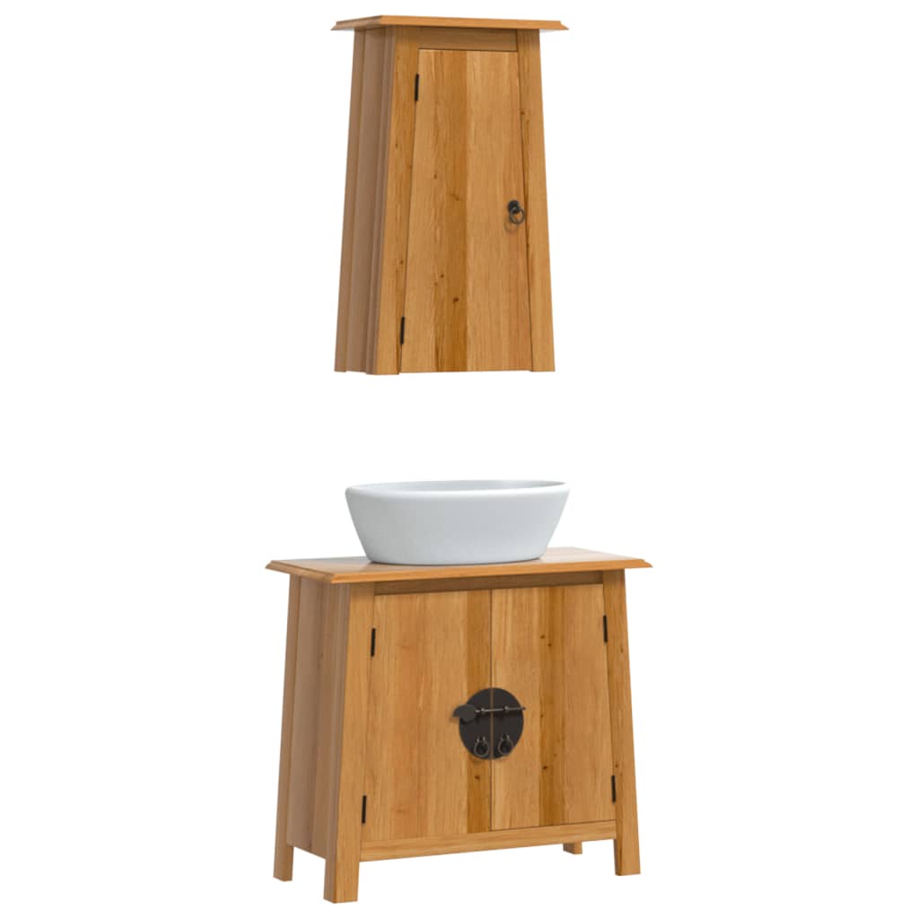 Set mobilier de baie, 2 piese, lemn masiv de pin