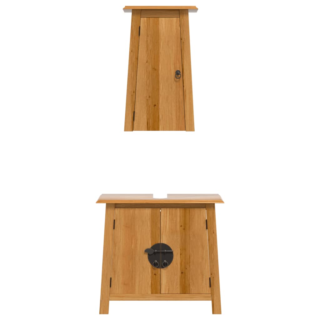 Set mobilier de baie, 2 piese, lemn masiv de pin