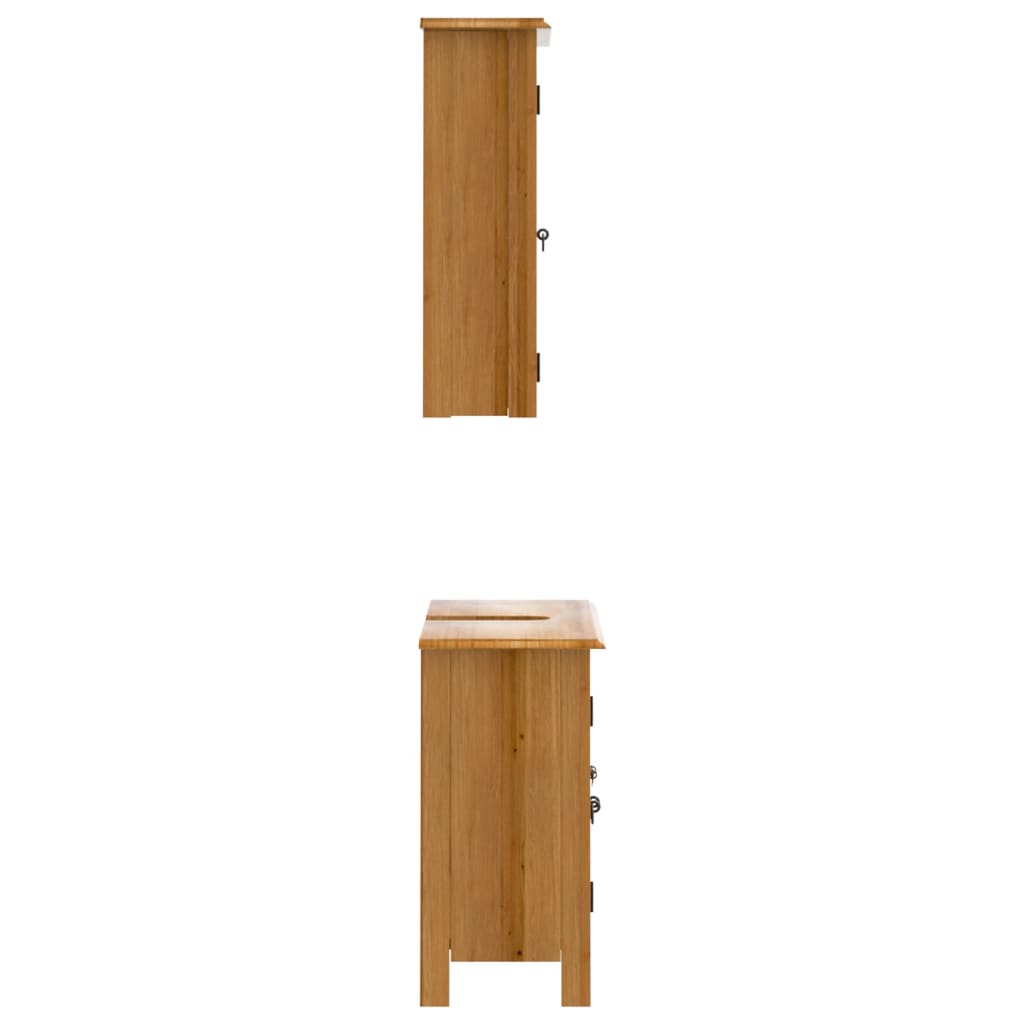 Set mobilier de baie, 2 piese, lemn masiv de pin