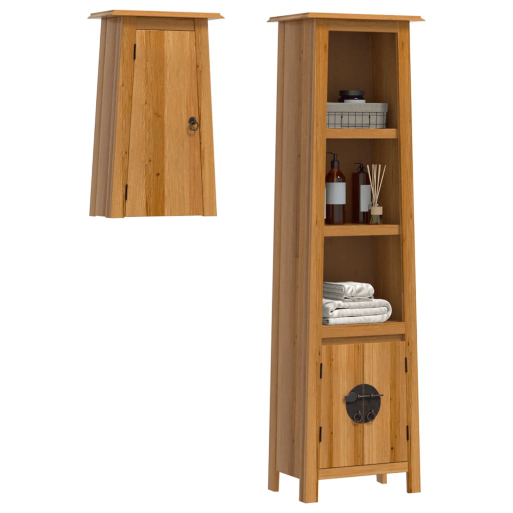 Set mobilier de baie, 2 piese, lemn masiv de pin